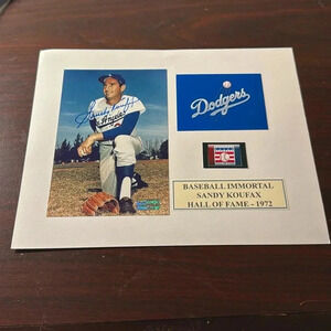 Dodgers legend Sandy Koufax autographed photo matted